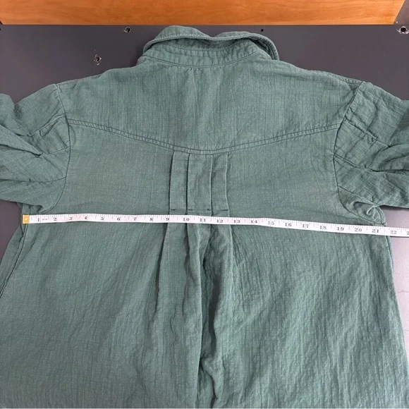 Free People Thalia Mini Shirtdress S Pullover Jacket Button Oversized Teal Boho - Picture 15 of 16